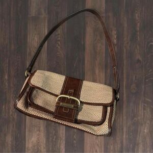 Brown and Tan Vintage Rosettie Shoulder Bag